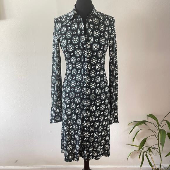 Diane Von Furstenberg Dresses & Skirts - Diane Von Furstenberg Silk Dress Womens 6 Black Green No Belt